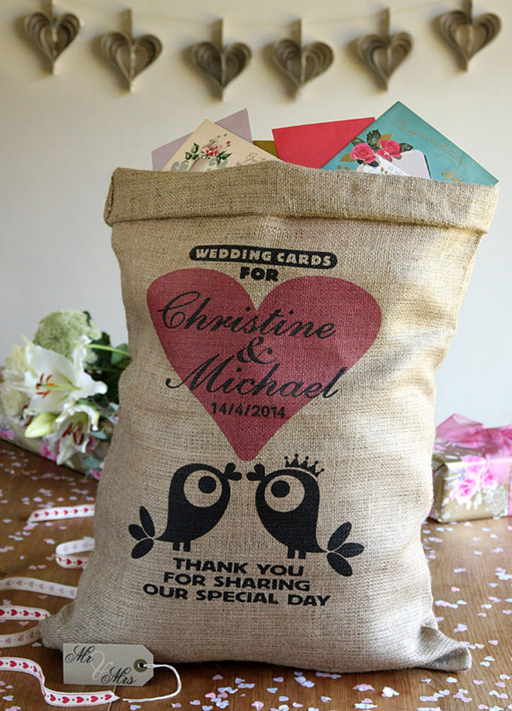 burlap wedding card holder