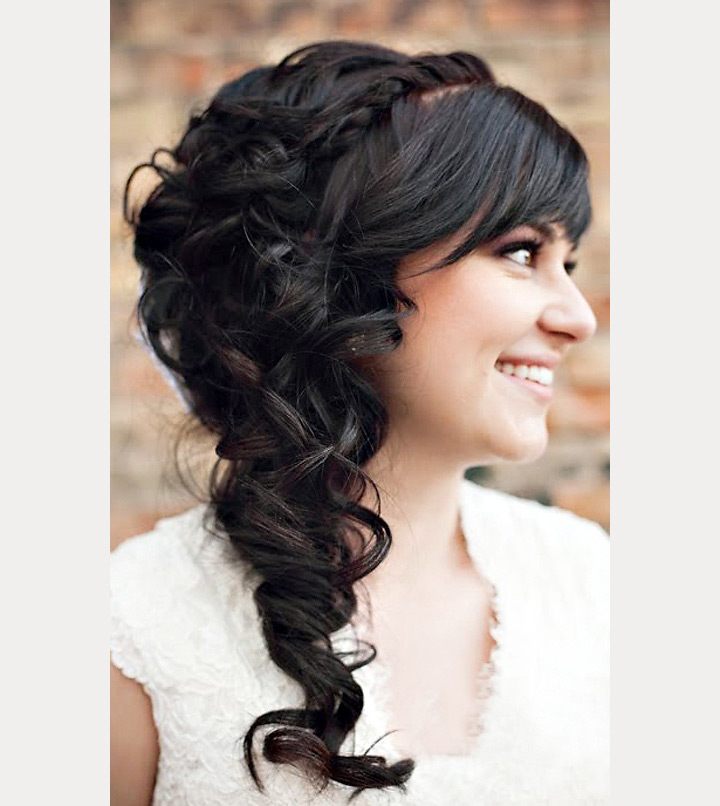 sideswept braid with bangs ~ we ❤ this! moncheribridals.com