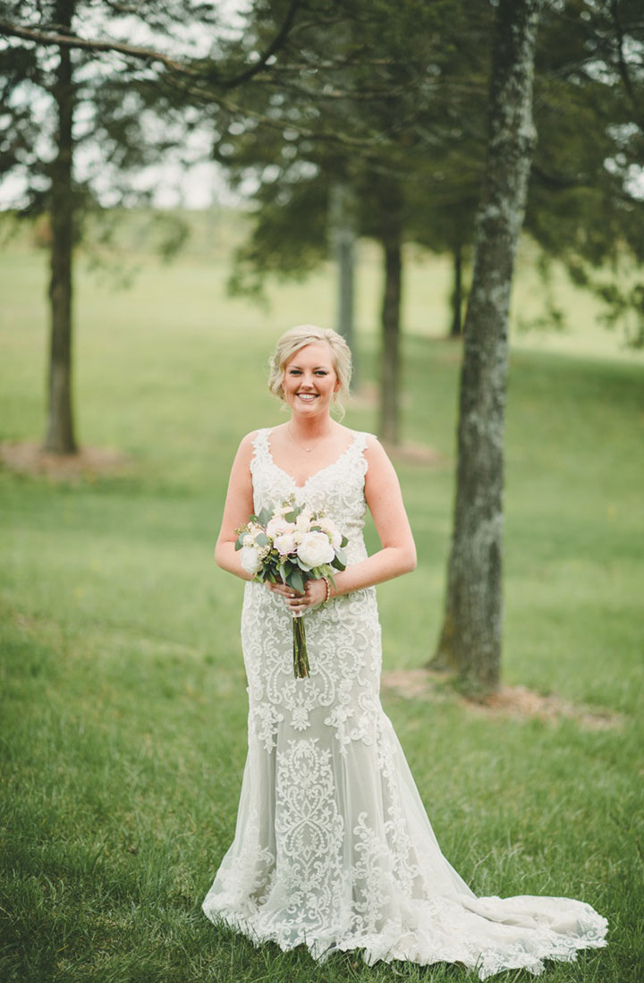 Sweet Bride Wears Martin Thornburg "Amber" For Her Vineyard Wedding