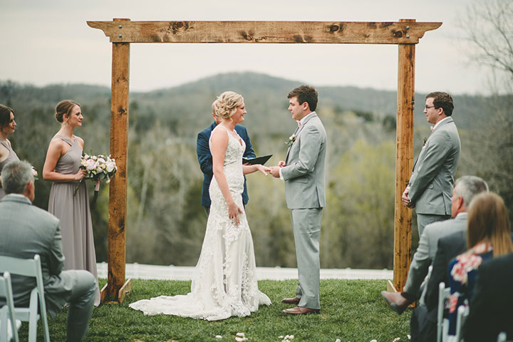 Sweet Bride Wears Martin Thornburg "Amber" For Her Vineyard Wedding