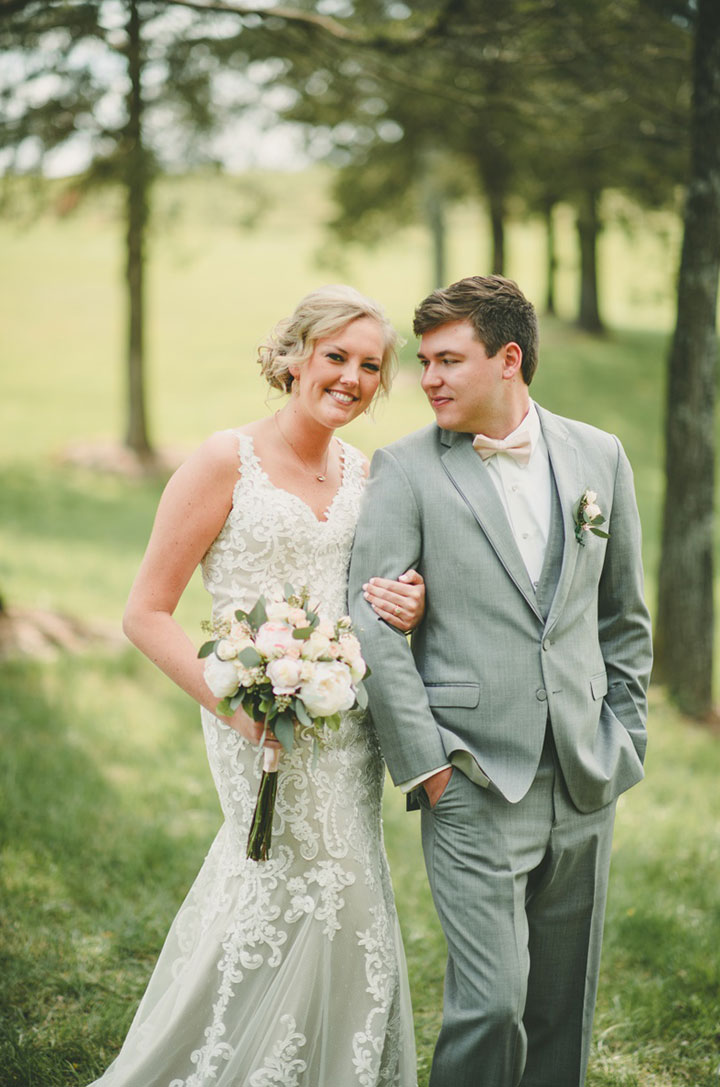 Sweet Bride Wears Martin Thornburg "Amber" For Her Vineyard Wedding