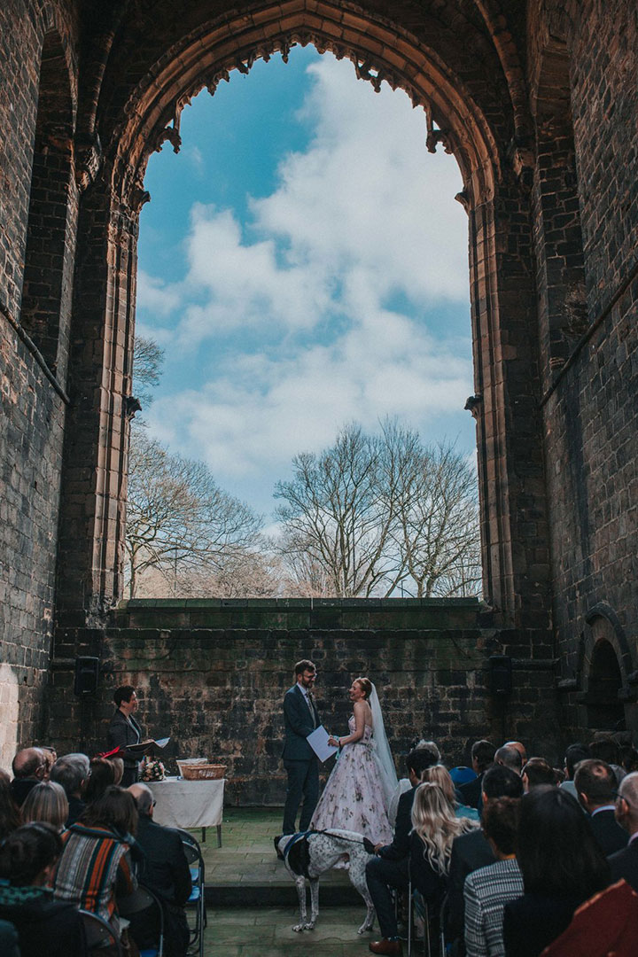 Romantic Bride Wears Martin Thornburg "Orabelle" Amidst The Ruins Of Kirkstall Abbey