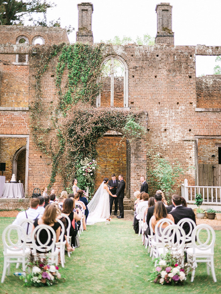 Elegant Spring Bride Wears Martin Thornburg "Cielo" Gown For Her Garden Wedding