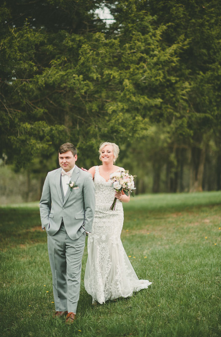 Sweet Bride Wears Martin Thornburg "Amber" For Her Vineyard Wedding