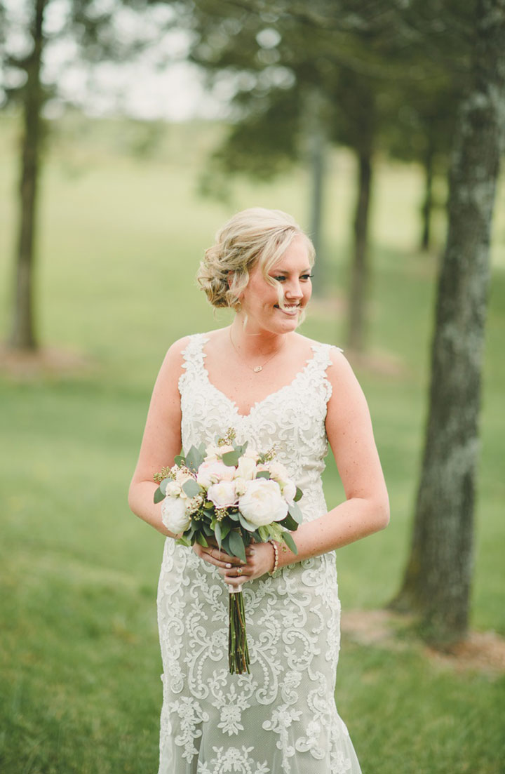Sweet Bride Wears Martin Thornburg "Amber" For Her Vineyard Wedding