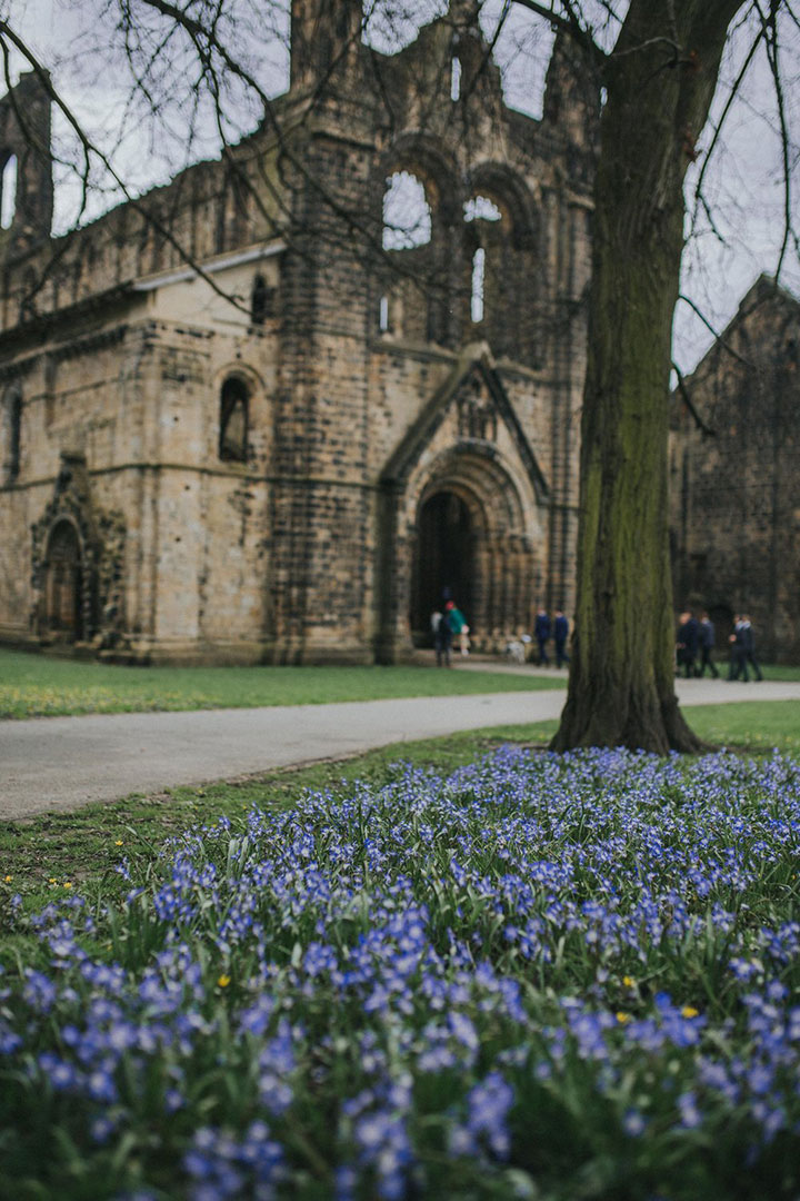 Romantic Bride Wears Martin Thornburg "Orabelle" Amidst The Ruins Of Kirkstall Abbey