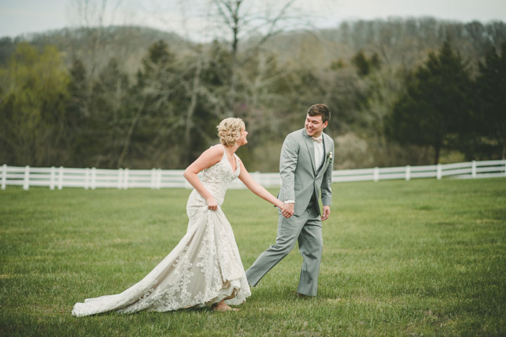 Sweet Bride Wears Martin Thornburg "Amber" For Her Vineyard Wedding