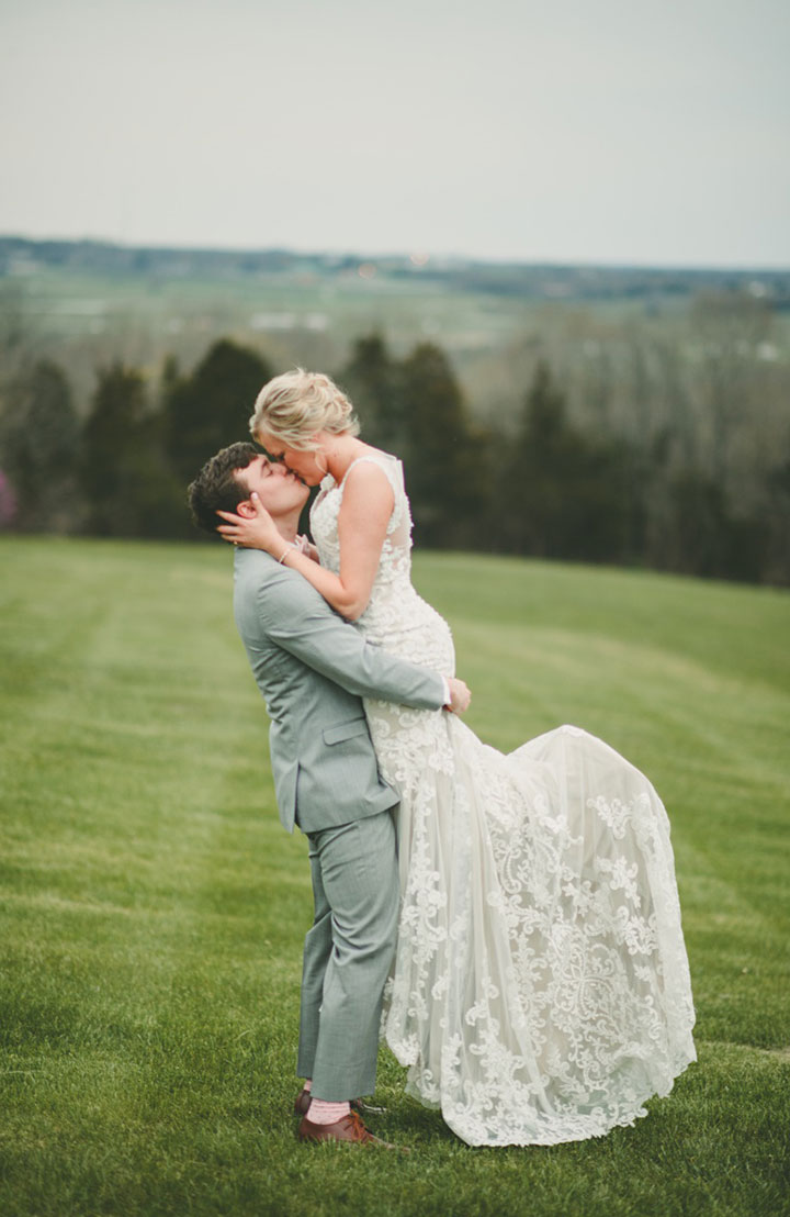Sweet Bride Wears Martin Thornburg "Amber" For Her Vineyard Wedding