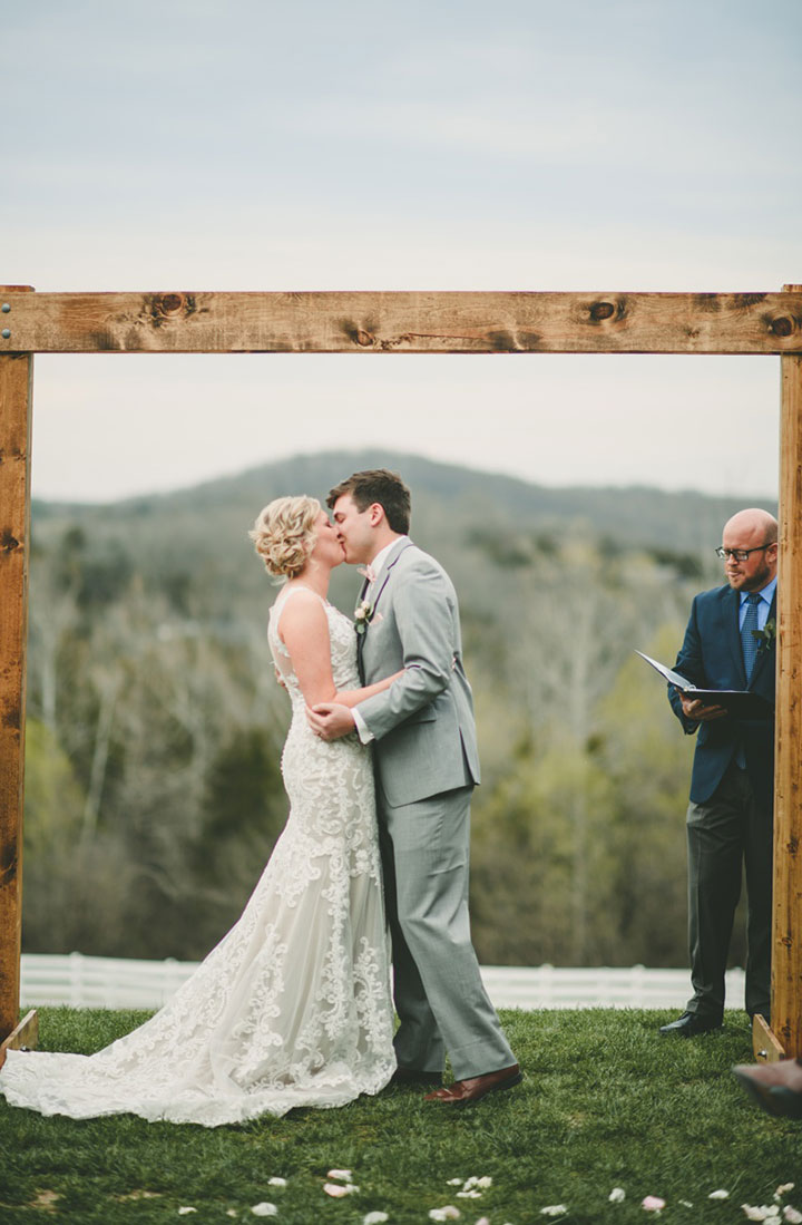 Sweet Bride Wears Martin Thornburg "Amber" For Her Vineyard Wedding