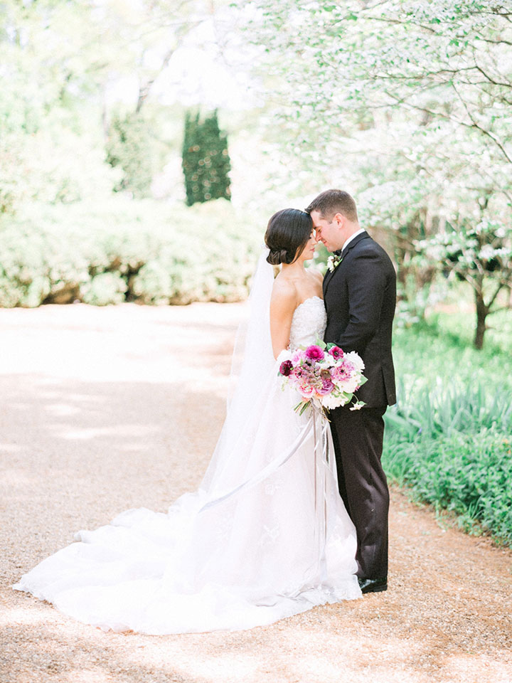 Elegant Spring Bride Wears Martin Thornburg "Cielo" Gown For Her Garden Wedding