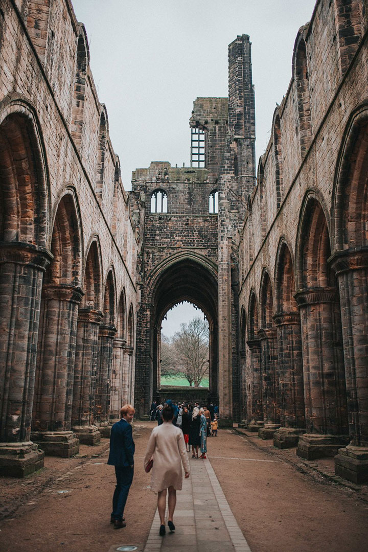 Romantic Bride Wears Martin Thornburg "Orabelle" Amidst The Ruins Of Kirkstall Abbey