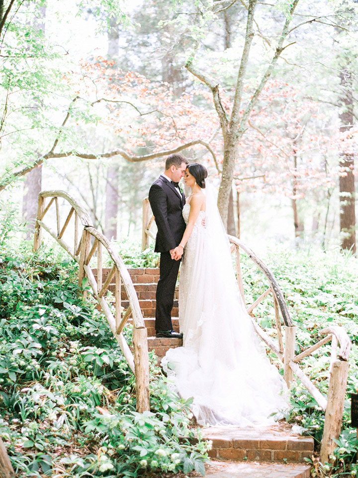 Elegant Spring Bride Wears Martin Thornburg "Cielo" Gown For Her Garden Wedding
