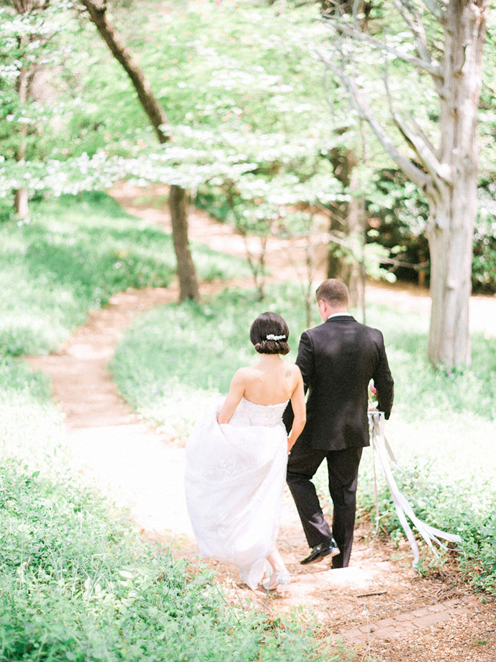 Elegant Spring Bride Wears Martin Thornburg "Cielo" Gown For Her Garden Wedding