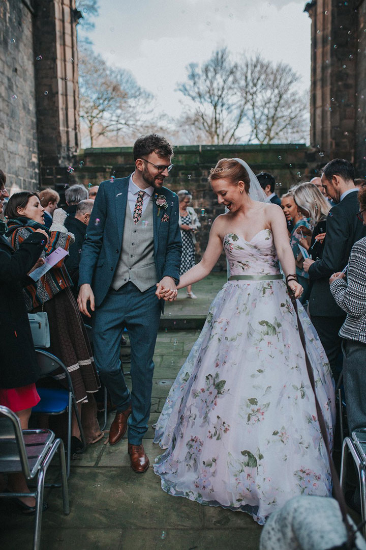 Romantic Bride Wears Martin Thornburg "Orabelle" Amidst The Ruins Of Kirkstall Abbey