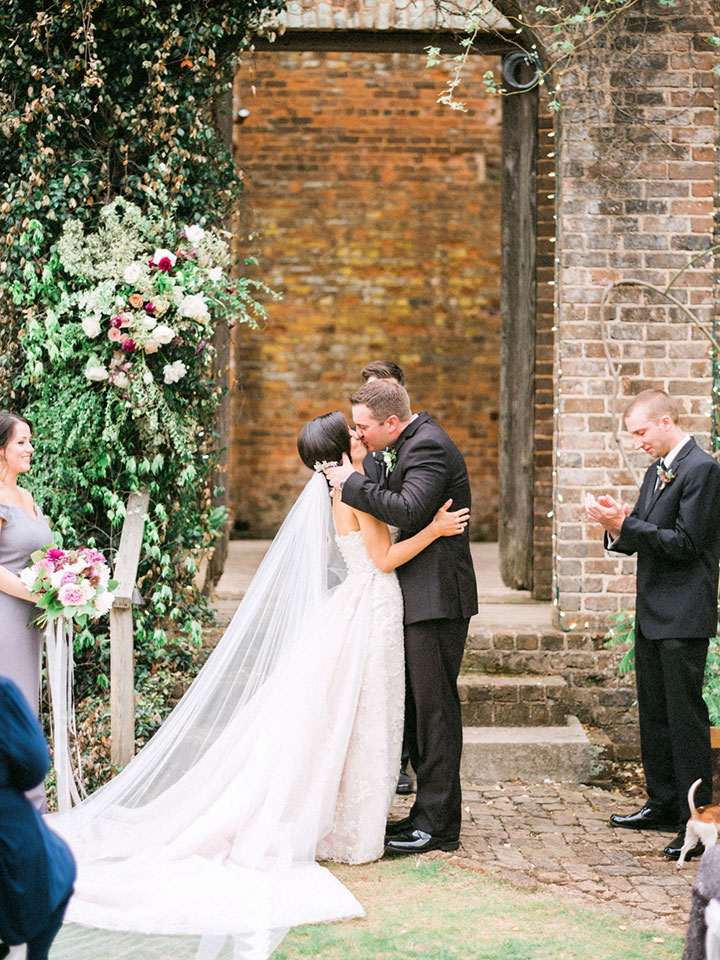 Elegant Spring Bride Wears Martin Thornburg "Cielo" Gown For Her Garden Wedding