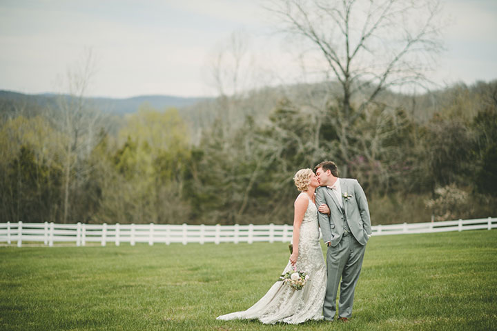 Sweet Bride Wears Martin Thornburg "Amber" For Her Vineyard Wedding