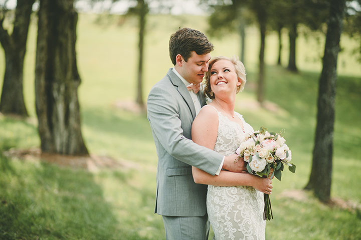 Sweet Bride Wears Martin Thornburg "Amber" For Her Vineyard Wedding