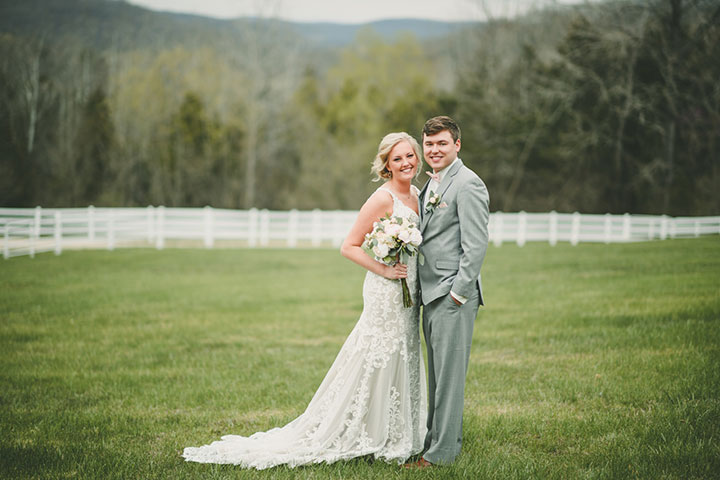 Sweet Bride Wears Martin Thornburg "Amber" For Her Vineyard Wedding
