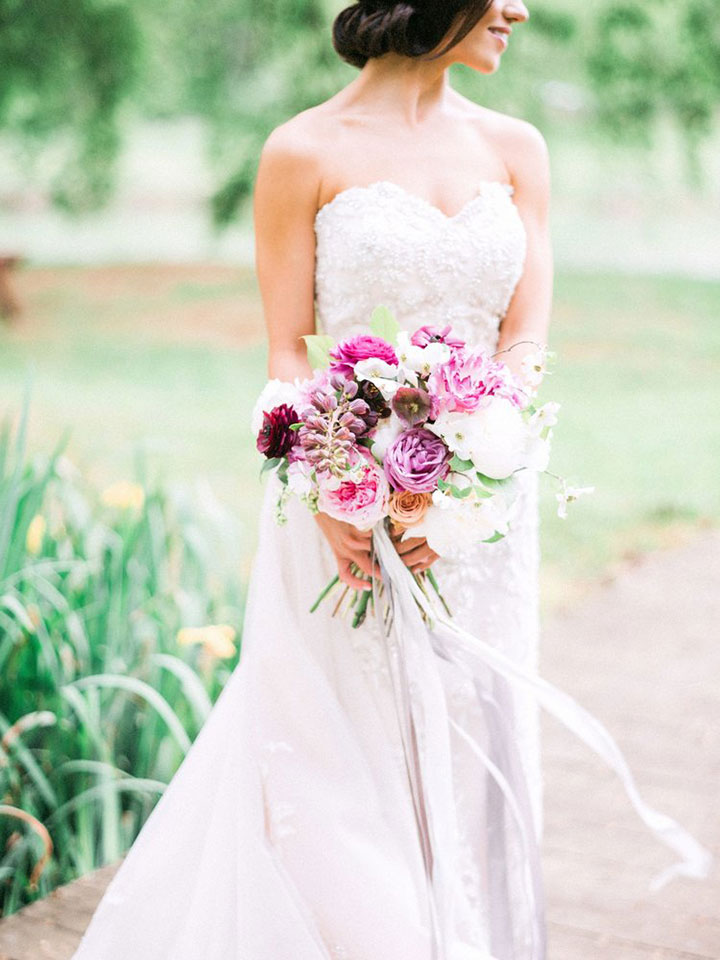 Elegant Spring Bride Wears Martin Thornburg "Cielo" Gown For Her Garden Wedding
