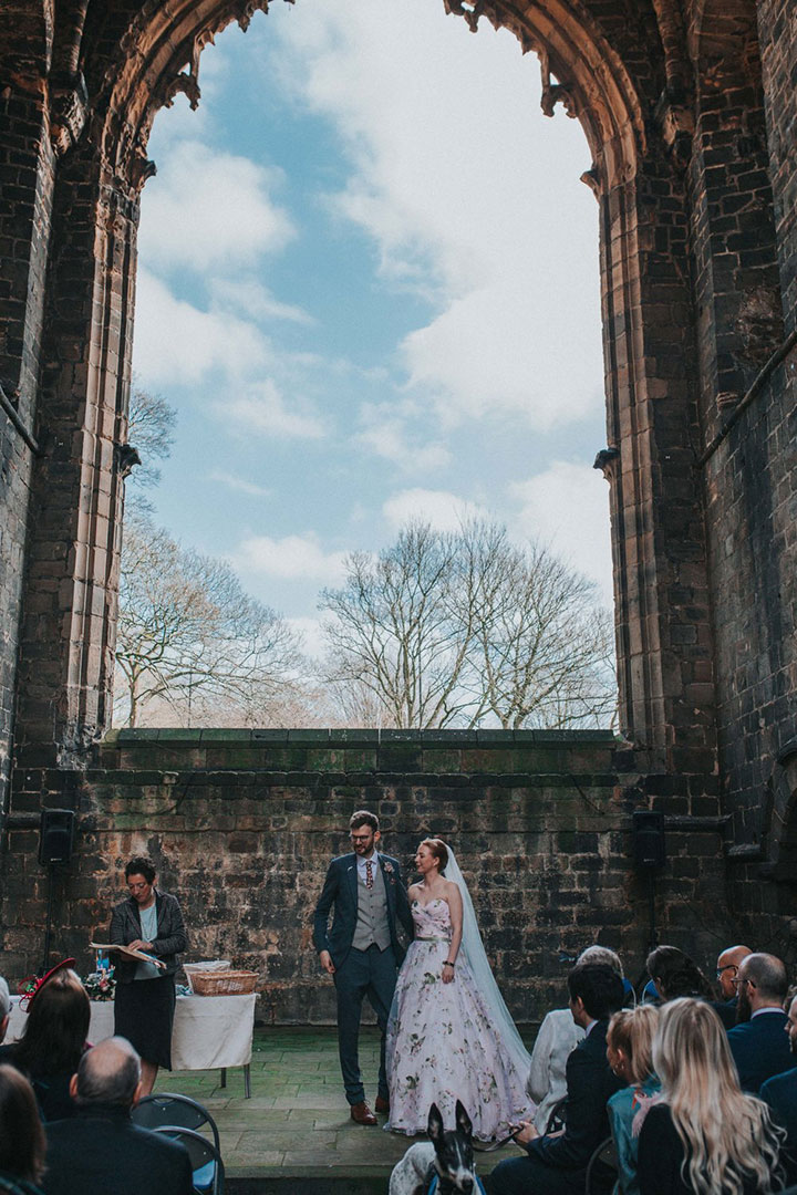 Romantic Bride Wears Martin Thornburg "Orabelle" Amidst The Ruins Of Kirkstall Abbey