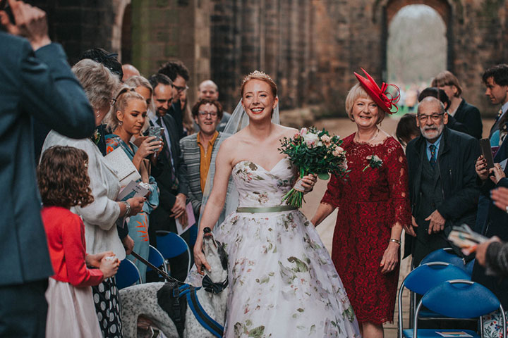Romantic Bride Wears Martin Thornburg "Orabelle" Amidst The Ruins Of Kirkstall Abbey