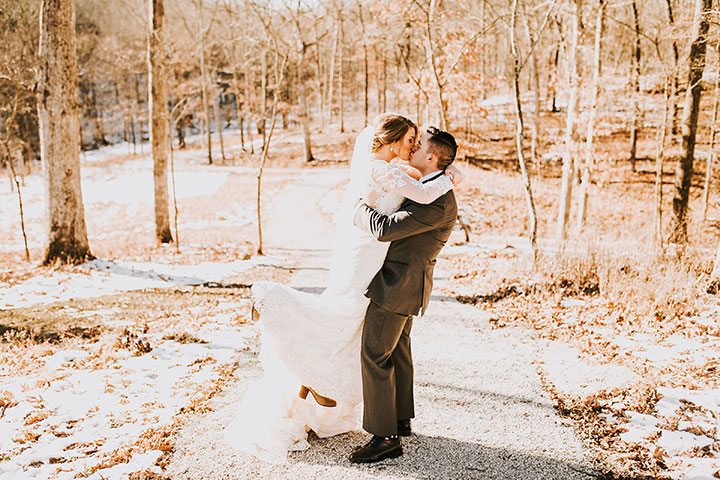 Martin Thornburg "Afina" With Illusion Lace Long Sleeves Is Perfect For This Winter Wedding
