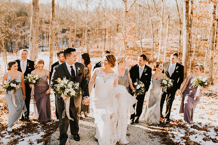 Martin Thornburg "Afina" With Illusion Lace Long Sleeves Is Perfect For This Winter Wedding