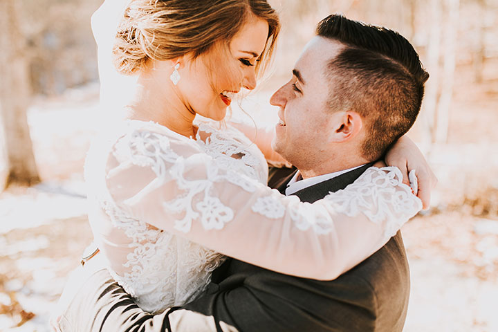 Martin Thornburg "Afina" With Illusion Lace Long Sleeves Is Perfect For This Winter Wedding Desktop Image