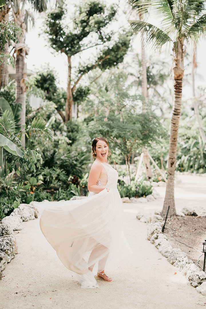 The Beaming Bride Wore Martin Thornburg "Stanza" To Her Florida Keys Wedding