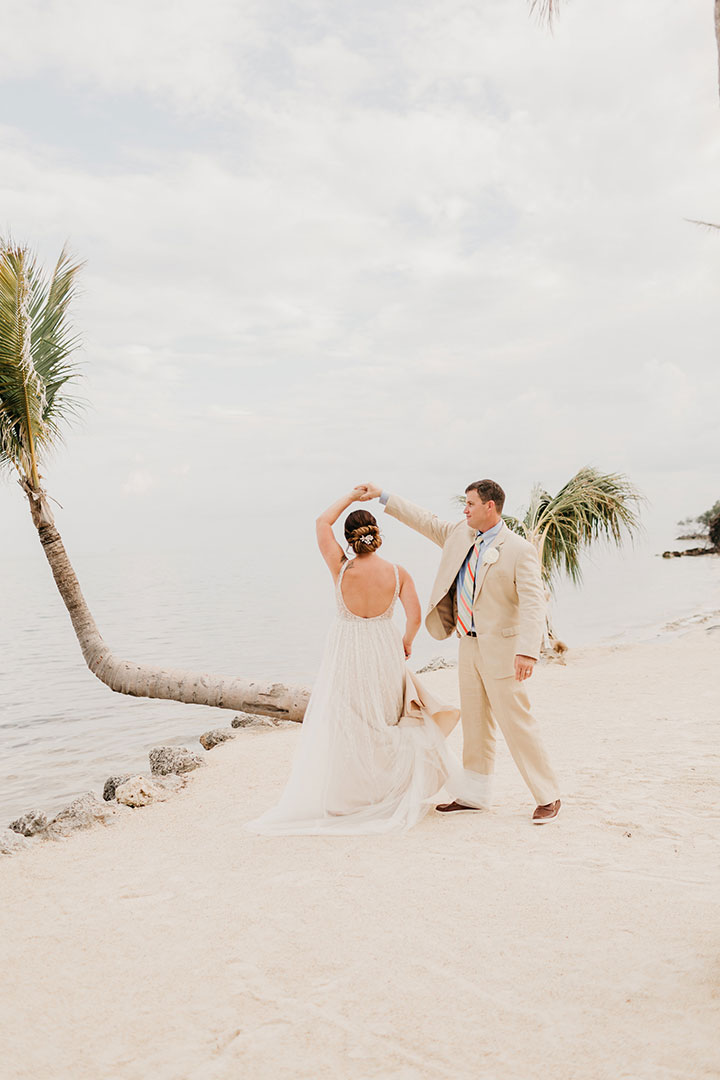 The Beaming Bride Wore Martin Thornburg "Stanza" To Her Florida Keys Wedding