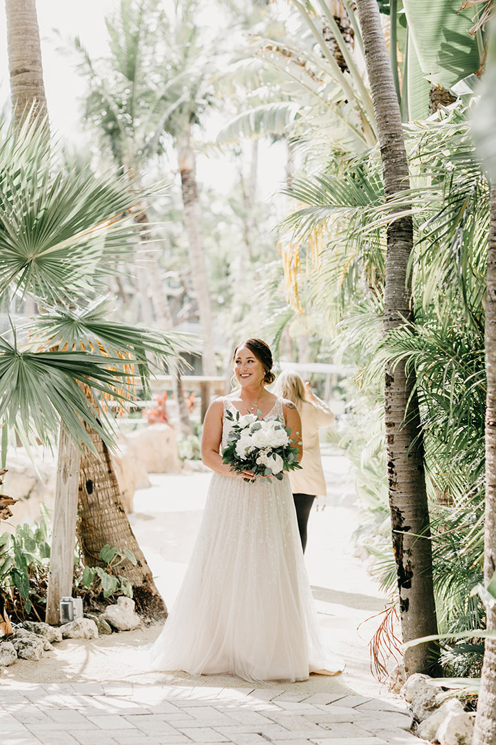 The Beaming Bride Wore Martin Thornburg "Stanza" To Her Florida Keys Wedding