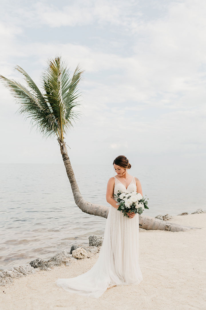 The Beaming Bride Wore Martin Thornburg "Stanza" To Her Florida Keys Wedding