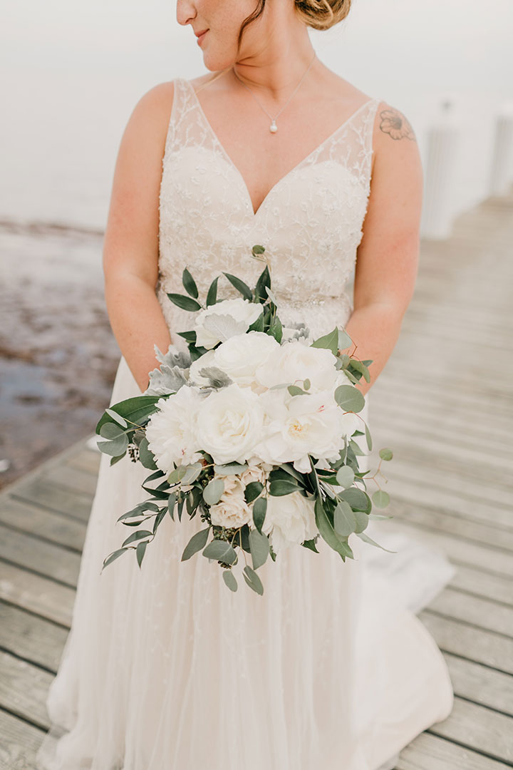 The Beaming Bride Wore Martin Thornburg "Stanza" To Her Florida Keys Wedding