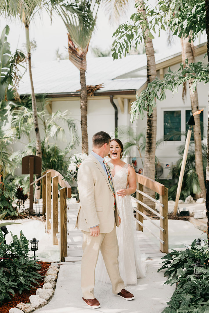 The Beaming Bride Wore Martin Thornburg "Stanza" To Her Florida Keys Wedding
