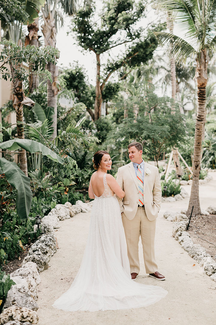 The Beaming Bride Wore Martin Thornburg "Stanza" To Her Florida Keys Wedding