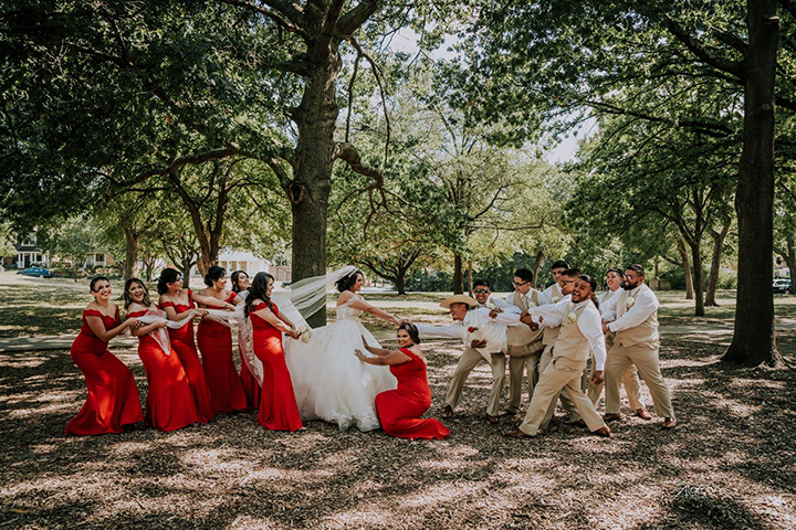 Bride Is A Vision In Martin Thornburg Tulle and Satin Ball Gown "Anna"