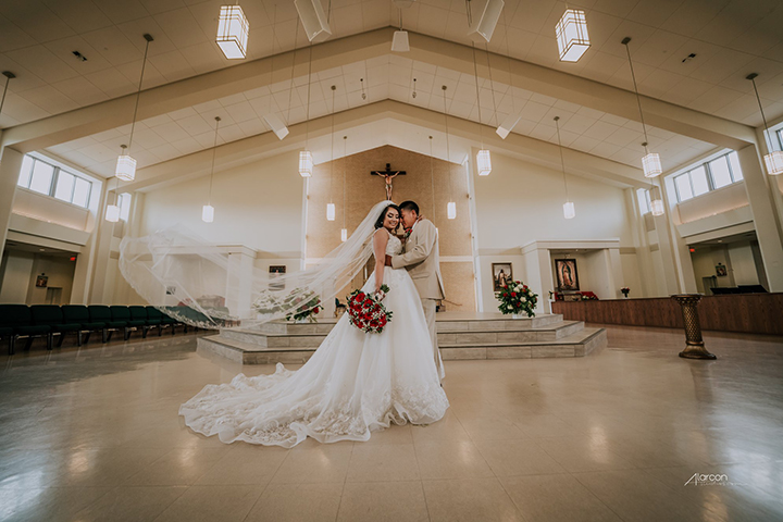 Bride Is A Vision In Martin Thornburg Tulle and Satin Ball Gown "Anna"