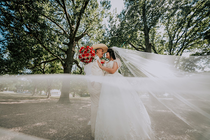 Bride Is A Vision In Martin Thornburg Tulle and Satin Ball Gown "Anna" Desktop Image