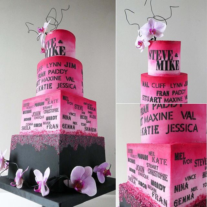 Super Cool Bright Pink Wedding Cake