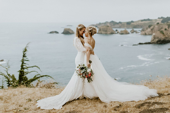 Joyful Bride Personalizes Her Martin Thornburg "Vada" Gown With Tulle Sleeves & Overskirt