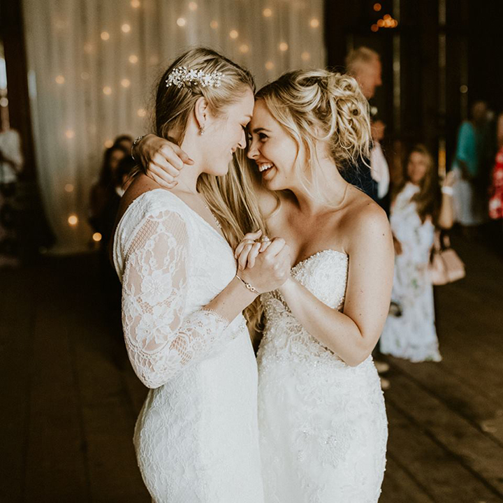 Joyful Bride Personalizes Her Martin Thornburg "Vada" Gown With Tulle Sleeves & Overskirt