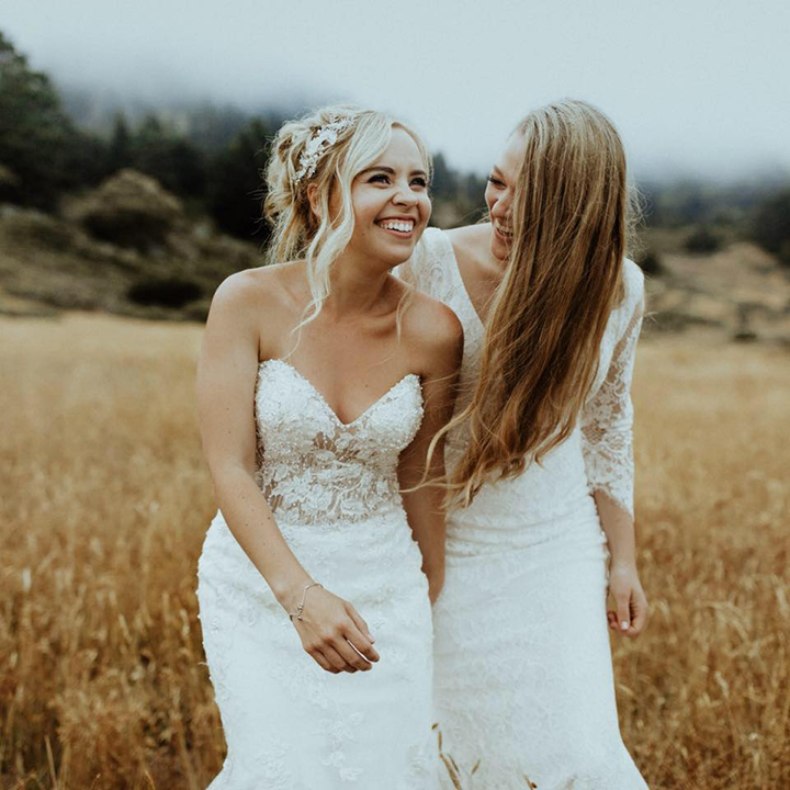 Joyful Bride Personalizes Her Martin Thornburg "Vada" Gown With Tulle Sleeves & Overskirt