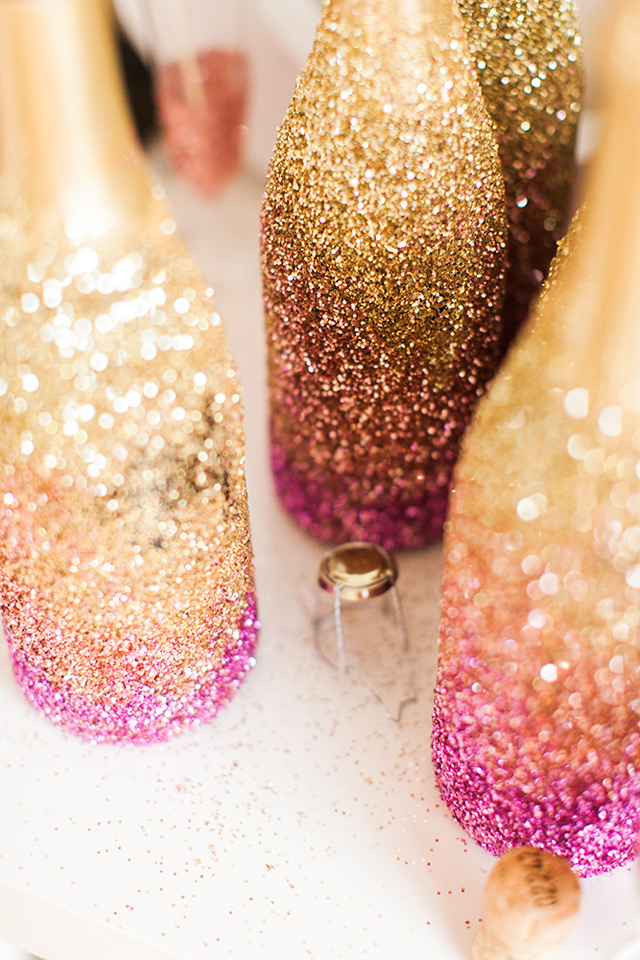  we ❤ this!  moncheribridals.com  #glitterchampagnebottles