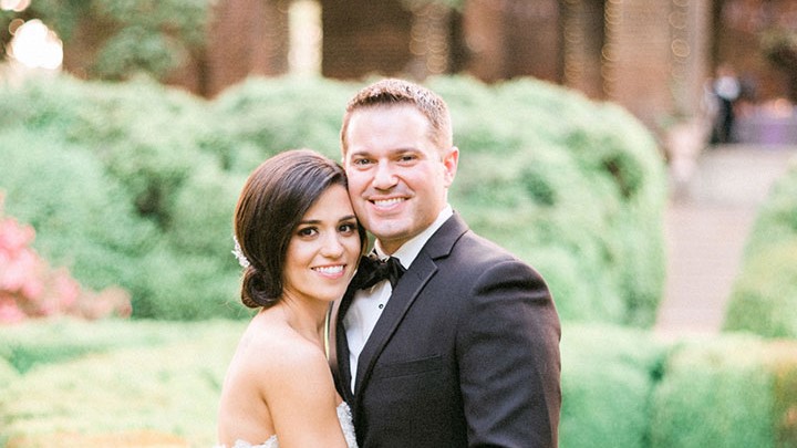 Elegant Spring Bride Wears Martin Thornburg "Cielo" For Her Garden Wedding Desktop Image