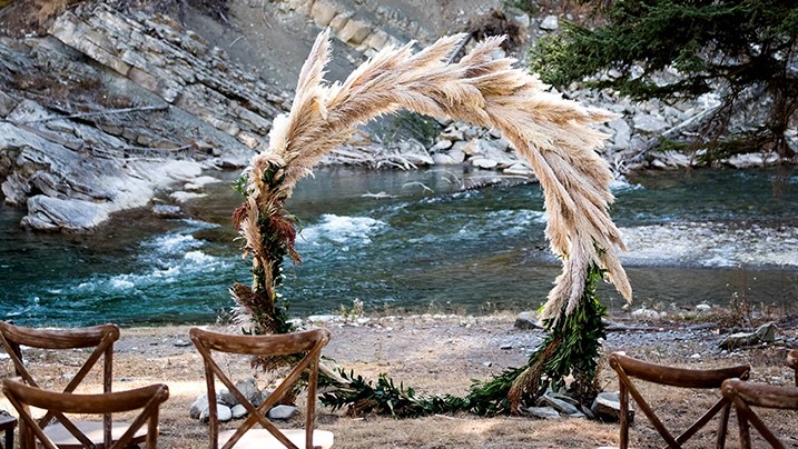 Pampas Grass Circular Ceremony Arbor Frames The Rocky Mountain River Desktop Image