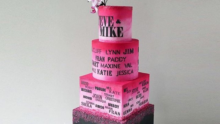 Super Cool Bright Pink Wedding Cake Desktop Image