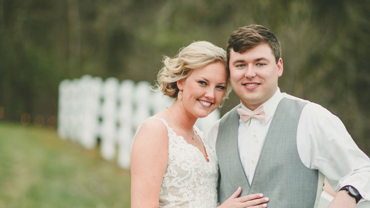 Sweet Bride Wears Martin Thornburg "Amber" For Her Vineyard Wedding Desktop Image