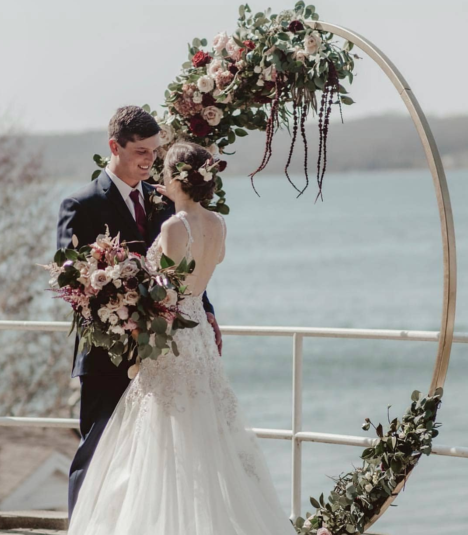 Bride and groom standing at the altar