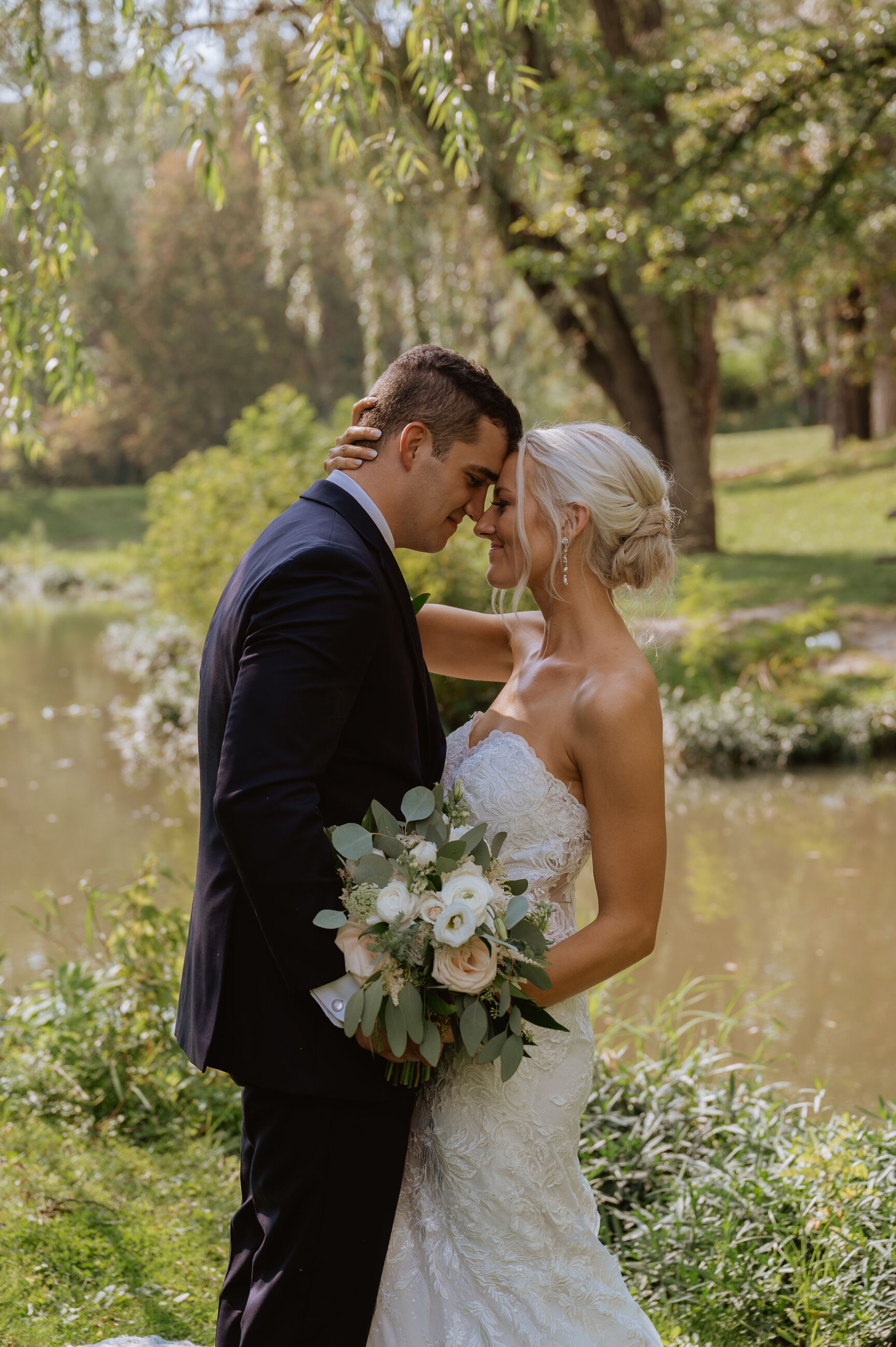 bride and groom face to face