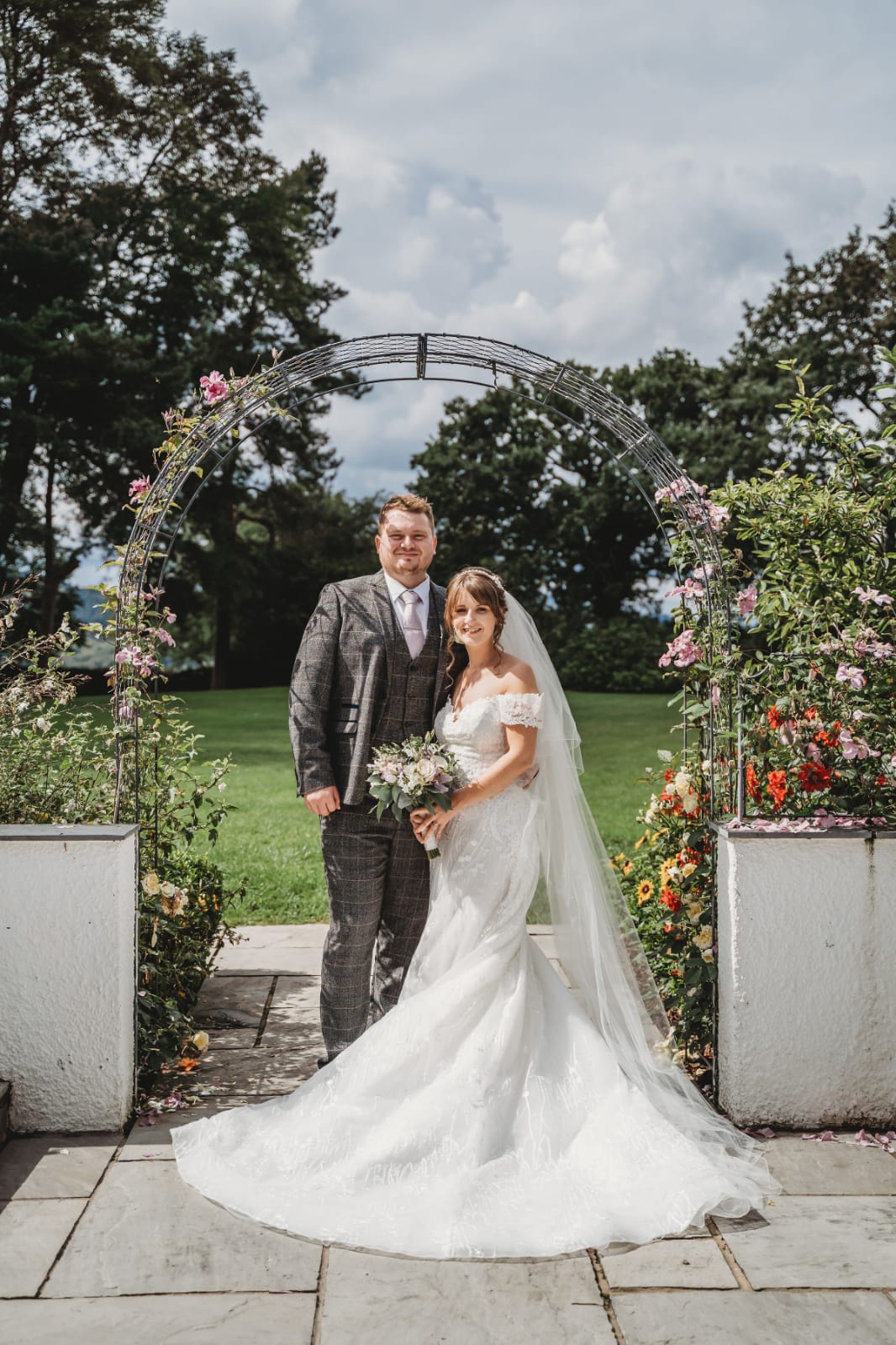 Bride and groom standing at altar on their wedding day